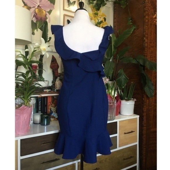 LIKELY Blue Ruffle Mini Cocktail Dress - Picture 3 of 16